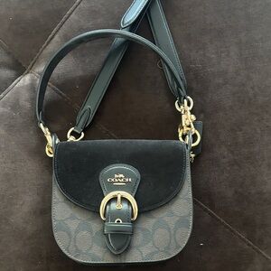Coach Black and brown  Crossbody Bag with Gold Accents